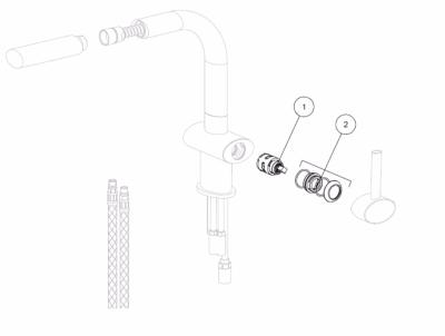 CARTOUCHE CÉRAMIQUE + KIT DE FIXATION MITIGEUR FRANKE OVALI A DOUCHETTE 